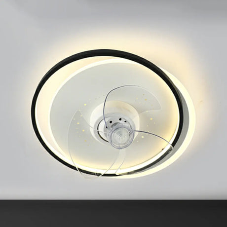 Simple Geometric Recessed Ceiling Fan with LED Light Image - 2