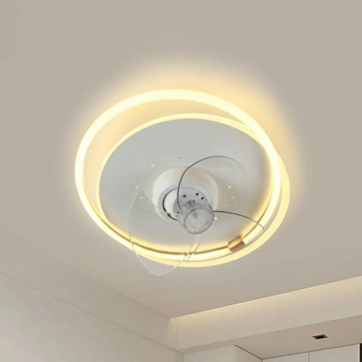 Simple Geometric Recessed Ceiling Fan with LED Light Image - 3