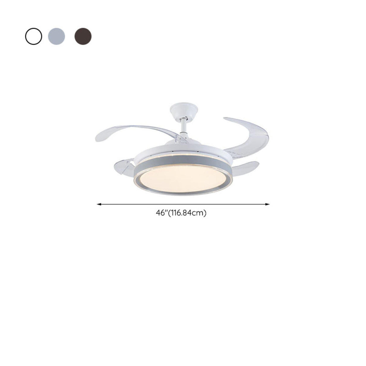 White 4 Blade Round Modern Ceiling Fan with LED Light Image - 13