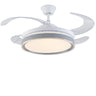 White 4 Blade Round Modern Ceiling Fan with LED Light Image - 2