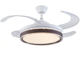 White 4 Blade Round Modern Ceiling Fan with LED Light Image - 3