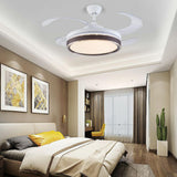 White 4 Blade Round Modern Ceiling Fan with LED Light Image - 4