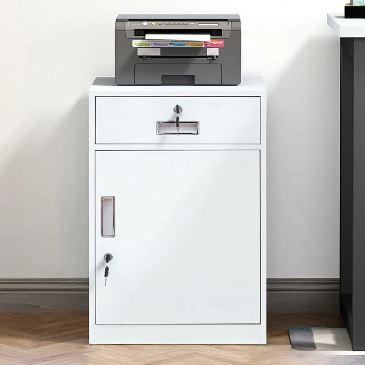 White 4 Drawers Steel Small Filing Cabinet Storage Image - 3