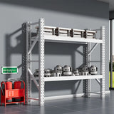 White 4-Tier Heavy-Duty Steel Garage Storage Shelves Image - 14