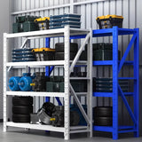 White 4-Tier Metal Heavy-Duty Garage Storage Shelves Image - 3