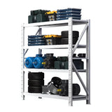 White 4-Tier Metal Heavy-Duty Garage Storage Shelves Image - 5