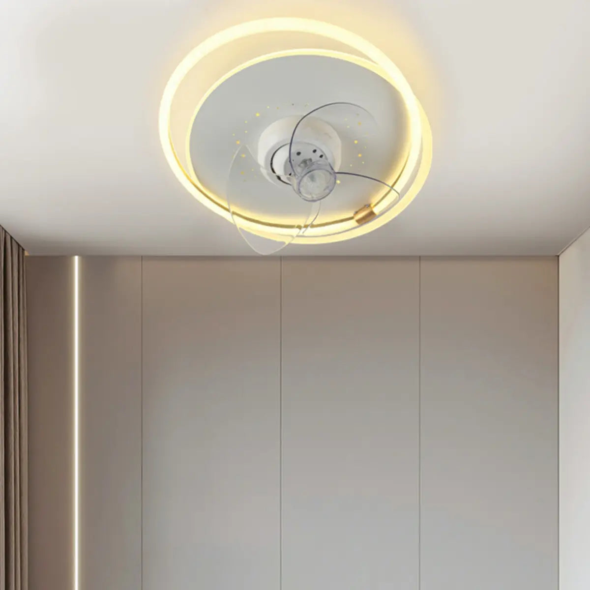 Simple Geometric Recessed Ceiling Fan with LED Light Image - 4