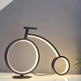 Minimalist Bike LED Metal Bedside Lamp Black/White Image - 6