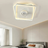 Simple Geometric Recessed Ceiling Fan with LED Light Image - 7