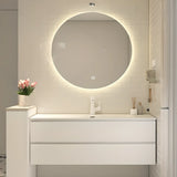 White Acrylic Wall Mounted Bathroom Vanity with Drawers Image - 10