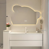 White Acrylic Wall Mounted Bathroom Vanity with Drawers Image - 13