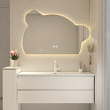 White Acrylic Wall Mounted Bathroom Vanity with Drawers Image - 14