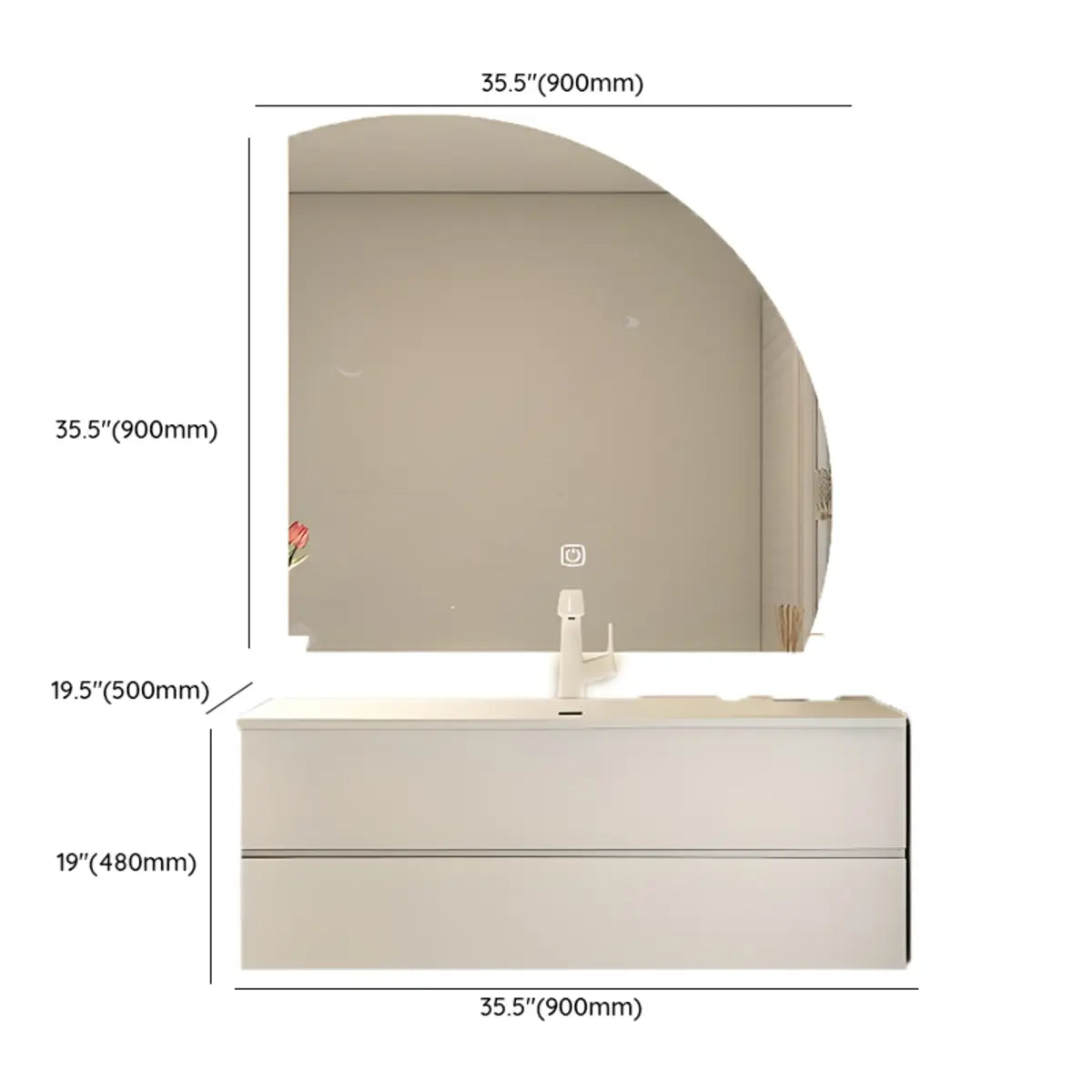 White Acrylic Wall Mounted Bathroom Vanity with Drawers Image - 38