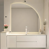 White Acrylic Wall Mounted Bathroom Vanity with Drawers Image - 15