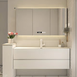 White Acrylic Wall Mounted Bathroom Vanity with Drawers Image - 19