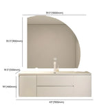 White Acrylic Wall Mounted Bathroom Vanity with Drawers Image - 46