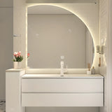 White Acrylic Wall Mounted Bathroom Vanity with Drawers Image - 24