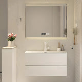 White Acrylic Wall Mounted Bathroom Vanity with Drawers Image - 9