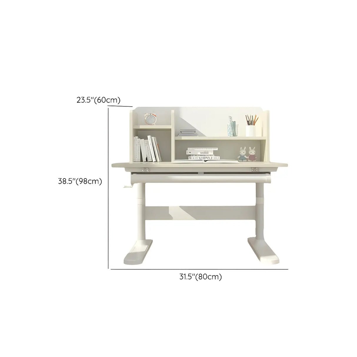 White Adjustable Drawers Hutch T-Shape Standing Desk 