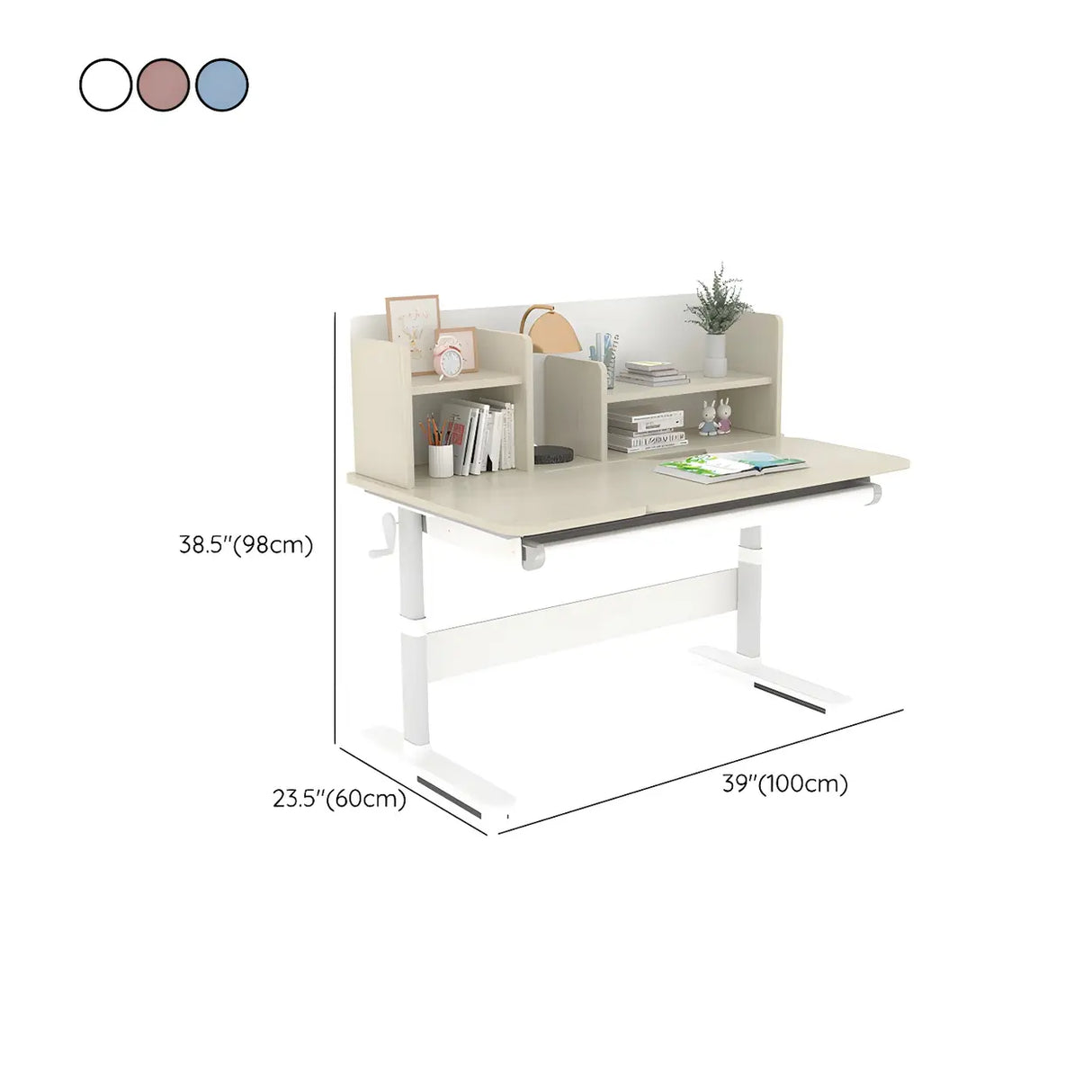 White Adjustable Drawers Hutch T-Shape Standing Desk Image - 14