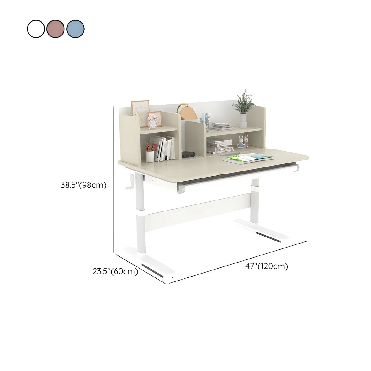 White Adjustable Drawers Hutch T-Shape Standing Desk Image - 15