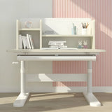 White Adjustable Drawers Hutch T-Shape Standing Desk Image - 7