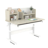 White Adjustable Drawers Hutch T-Shape Standing Desk Image - 9