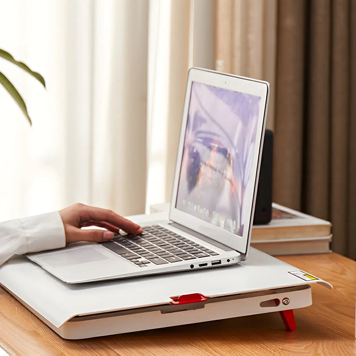 White Adjustable Foldable Steel Standing Desk Converter Image - 11