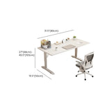 White Adjustable Height Rectangle T-Shape Writing Desk #size