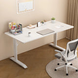 White Adjustable Height Rectangle T-Shape Writing Desk Image - 4