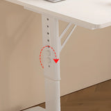 White Adjustable Height Rectangle T-Shape Writing Desk Image - 8