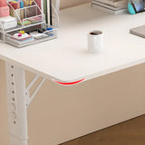 White Adjustable Height Rectangle T-Shape Writing Desk Image - 9