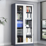 White Adjustable Shelves Lockable Office Storage Cabinet Image - 14