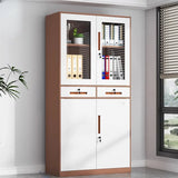 White Adjustable Shelves Lockable Office Storage Cabinet Image - 16