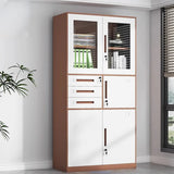 White Adjustable Shelves Lockable Office Storage Cabinet Image - 18