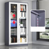 White Adjustable Shelves Lockable Office Storage Cabinet Image - 3