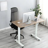 White Adjustable Wood T-Shape Standing Desk Converter Image - 6