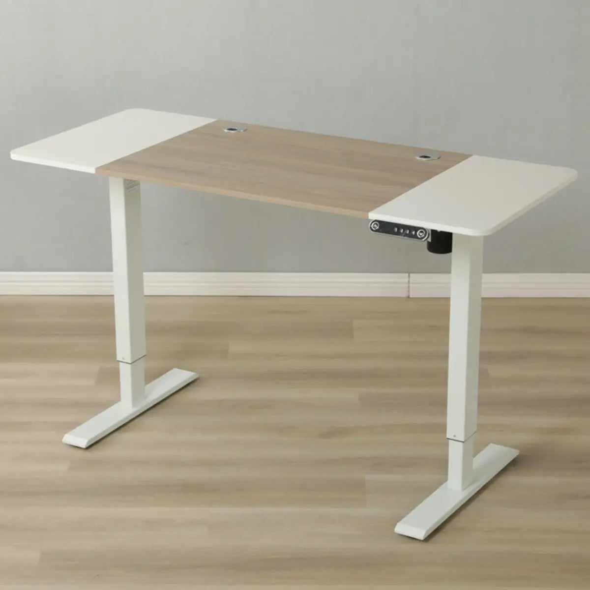 White Adjustable Wood T-Shape Standing Desk Converter Image - 7