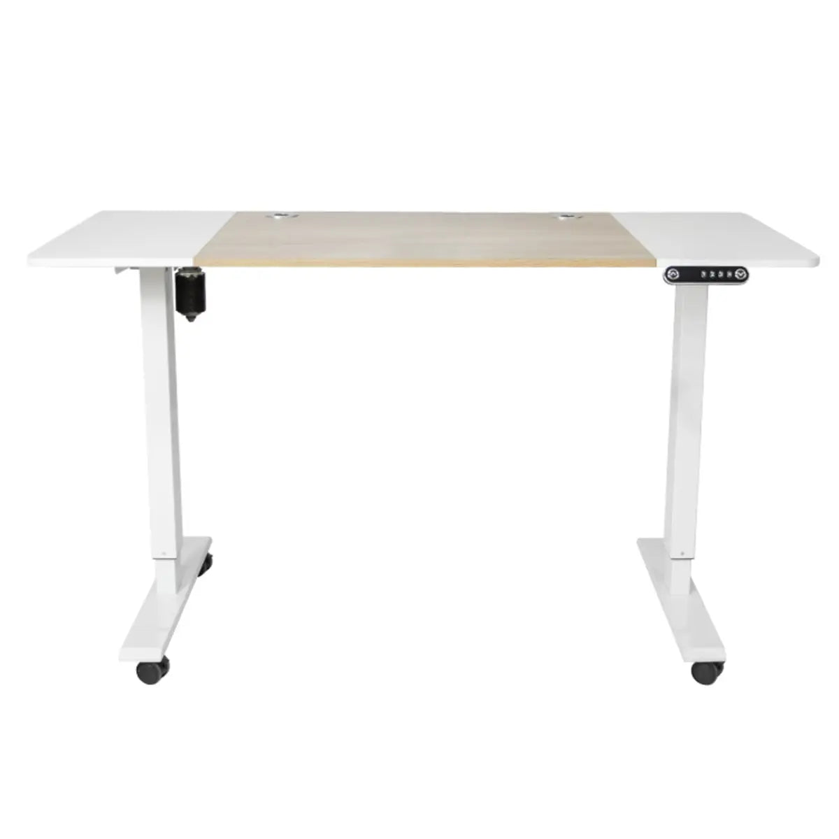 White Adjustable Wood T-Shape Standing Desk Converter Image - 9