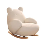 White Animal Upholstered Recessed Arm Rocking Chair Image - 5