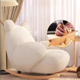 White Animal Upholstered Recessed Arm Rocking Chair Image - 3