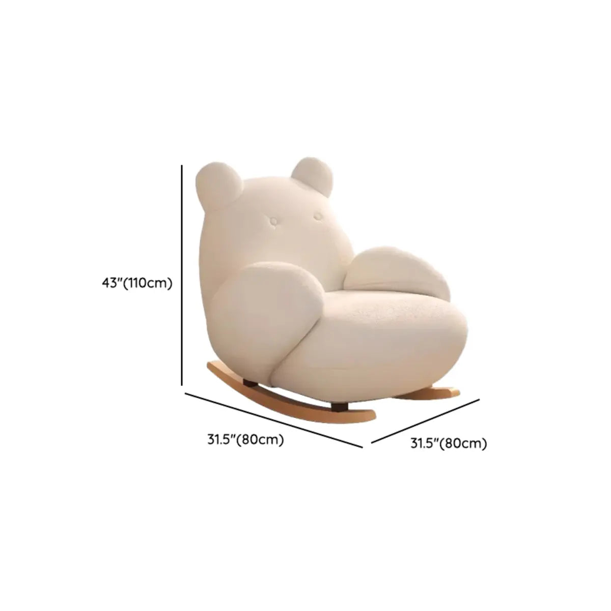 White Animal Upholstered Recessed Arm Rocking Chair 