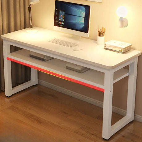 White Artificial Wood Exterior Shelf Sled Writing Desk Image - 1