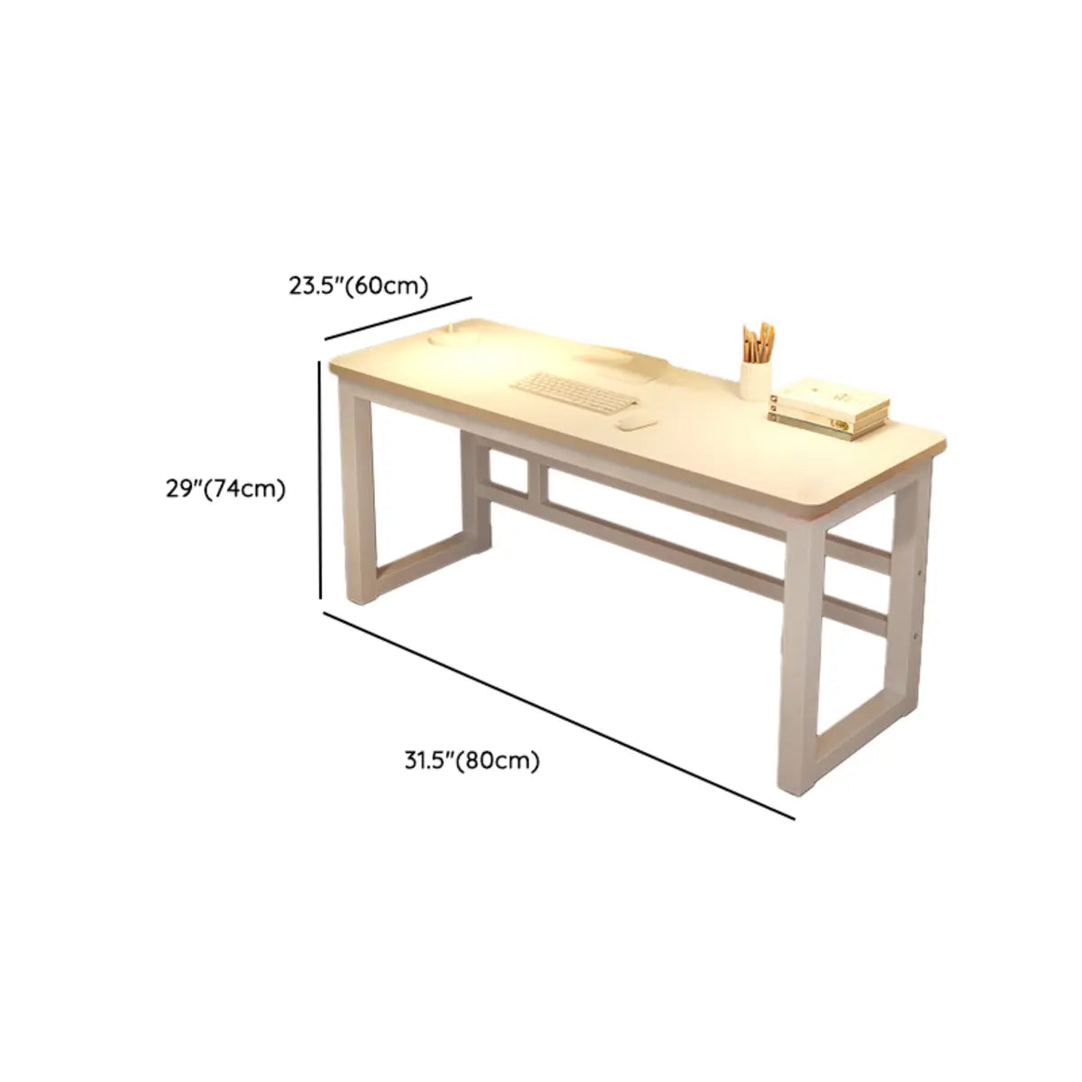 White Artificial Wood Exterior Shelf Sled Writing Desk Image - 14