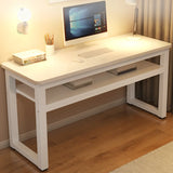 White Artificial Wood Exterior Shelf Sled Writing Desk Image - 4