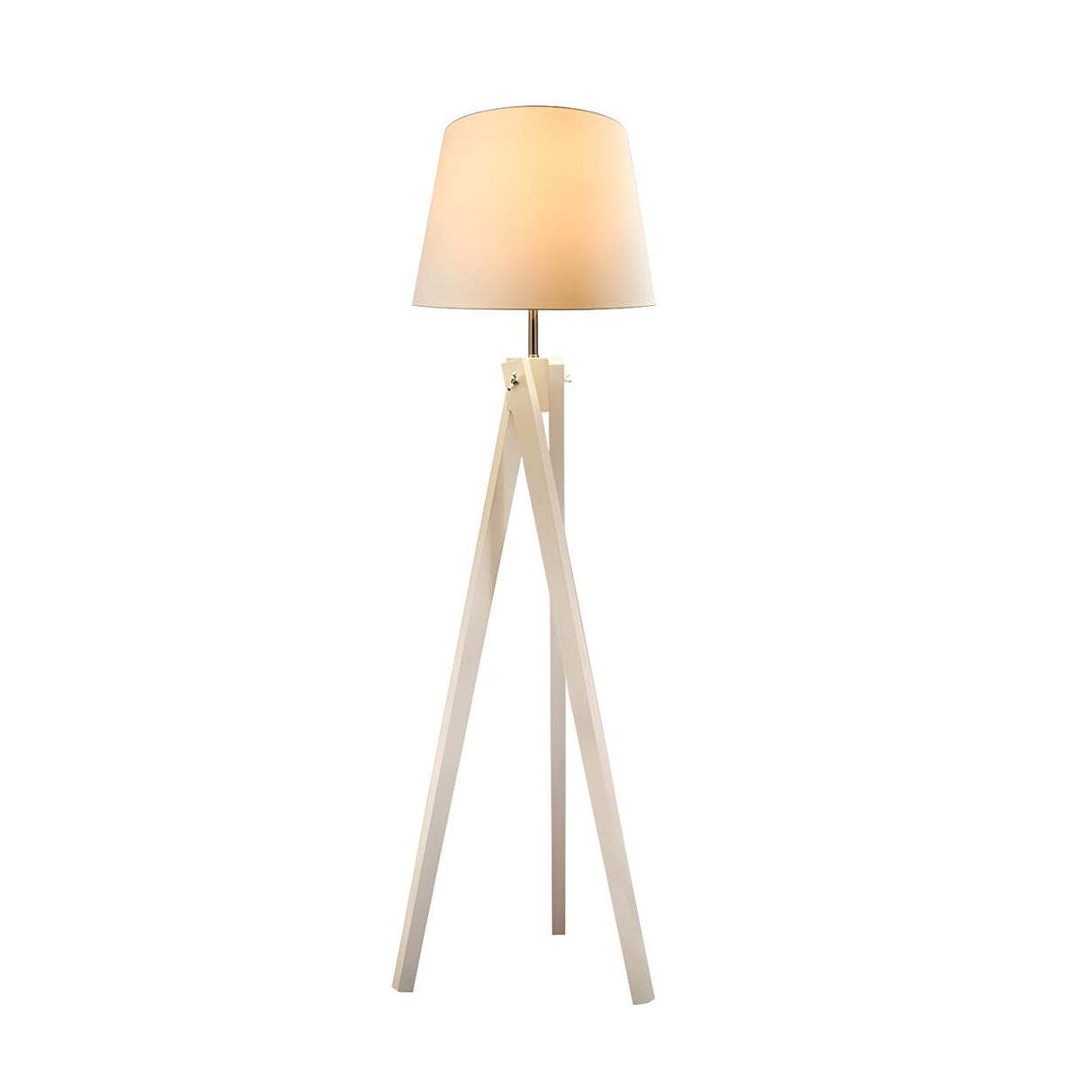 White Barrel Modern Tripod Wooden LED Floor Lamp Image - 4