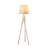 White Barrel Modern Tripod Wooden LED Floor Lamp Image - 4