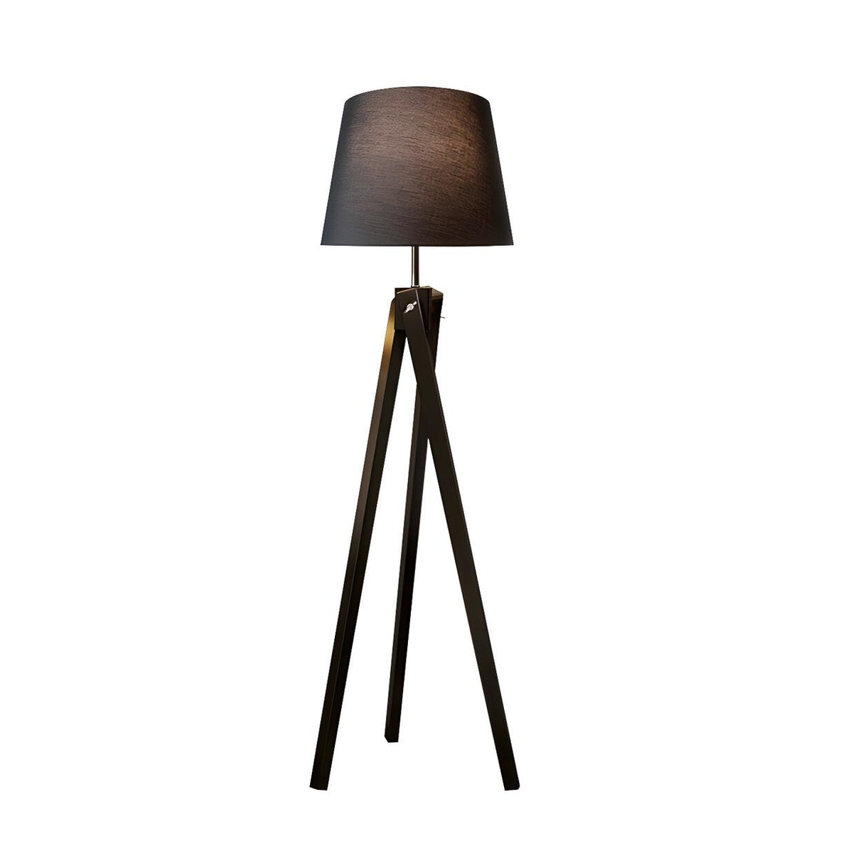 White Barrel Modern Tripod Wooden LED Floor Lamp Image - 5