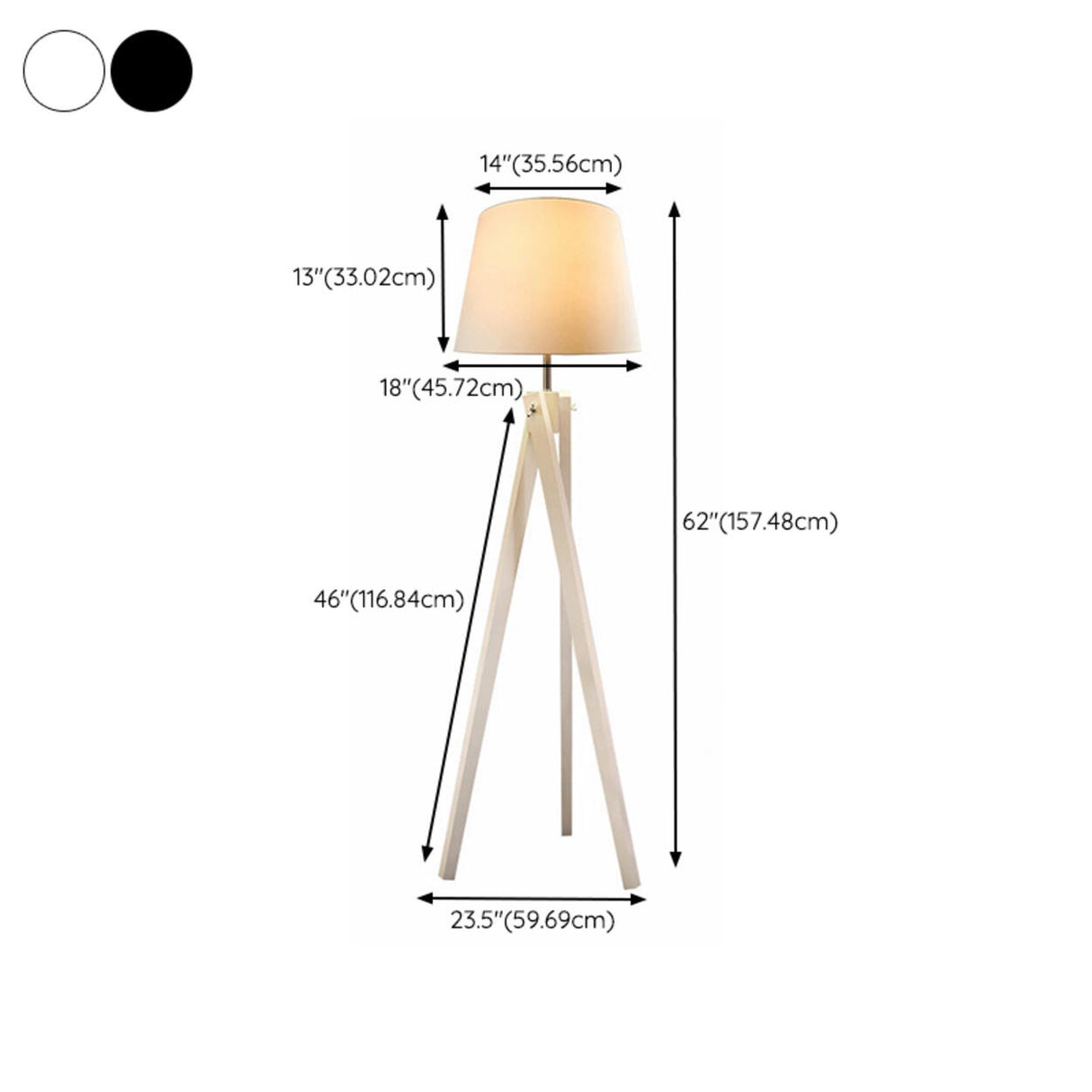 White Barrel Modern Tripod Wooden LED Floor Lamp 