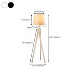 White Barrel Modern Tripod Wooden LED Floor Lamp #size